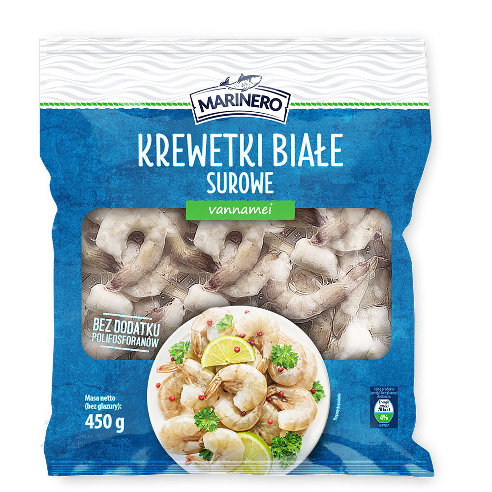 Marinero Krewetki białe surowe vannamei 450 g. /szt.