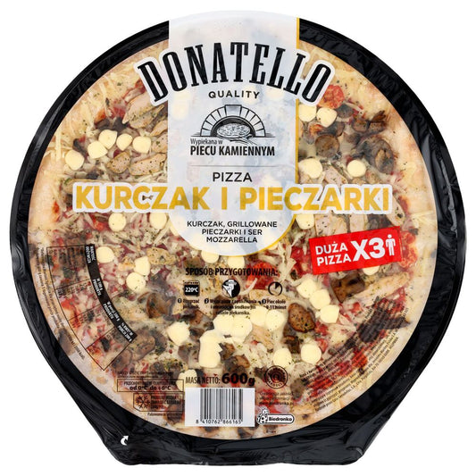 Donatello Pizza kurczak i pieczarki (kurczak, grillowane pieczarki i ser Mozzarella) 600 g. /szt.