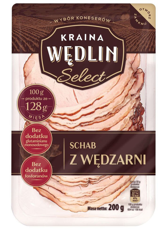 Kraina Wędlin Select Schab z wędzarni plastry 200 g. /szt.